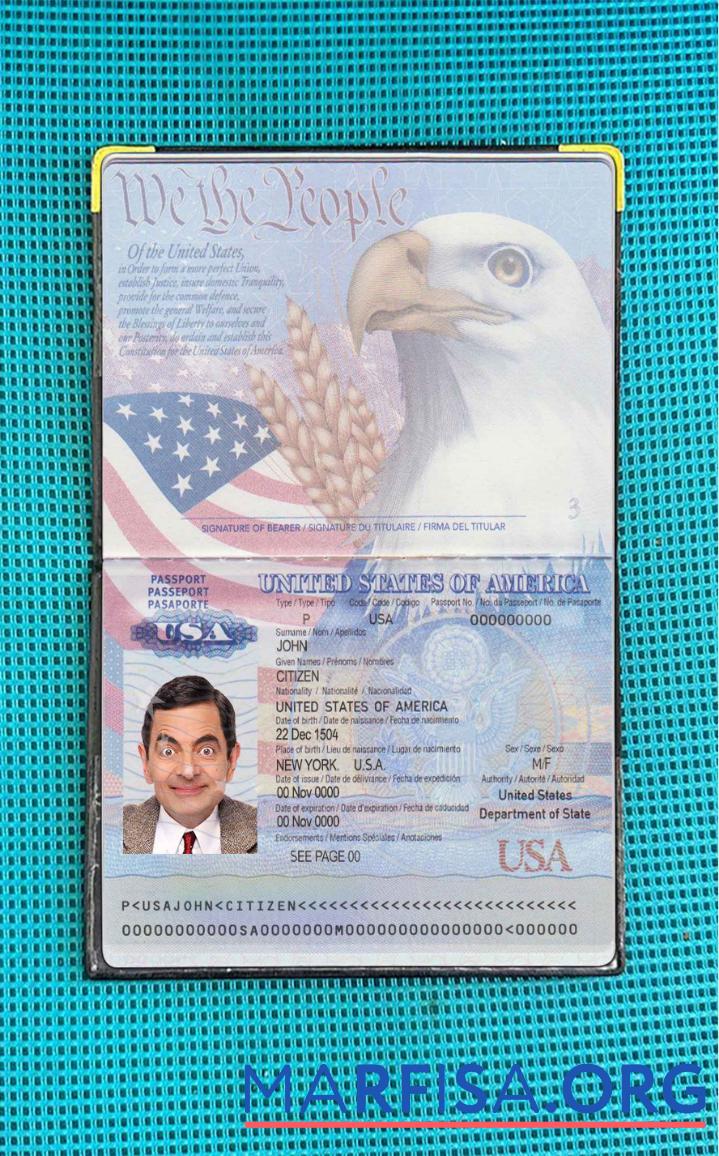 Downloadable USA passport 2007 2022 photo look real example